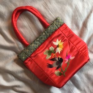NWOT Oriental Style Floral and Bird Handbag